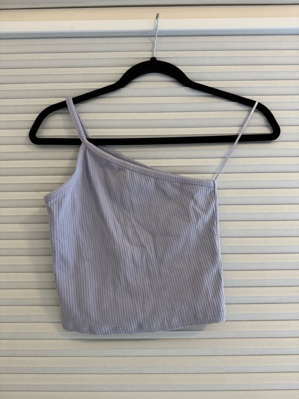 Madewell Lilac One-Shoulder Ribbed Crop Top
